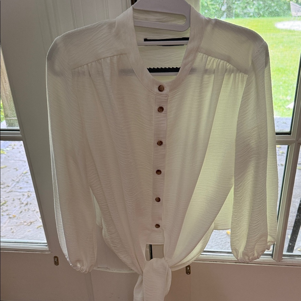 Iris Setlakwe Cream Tie-Front Button Blouse
